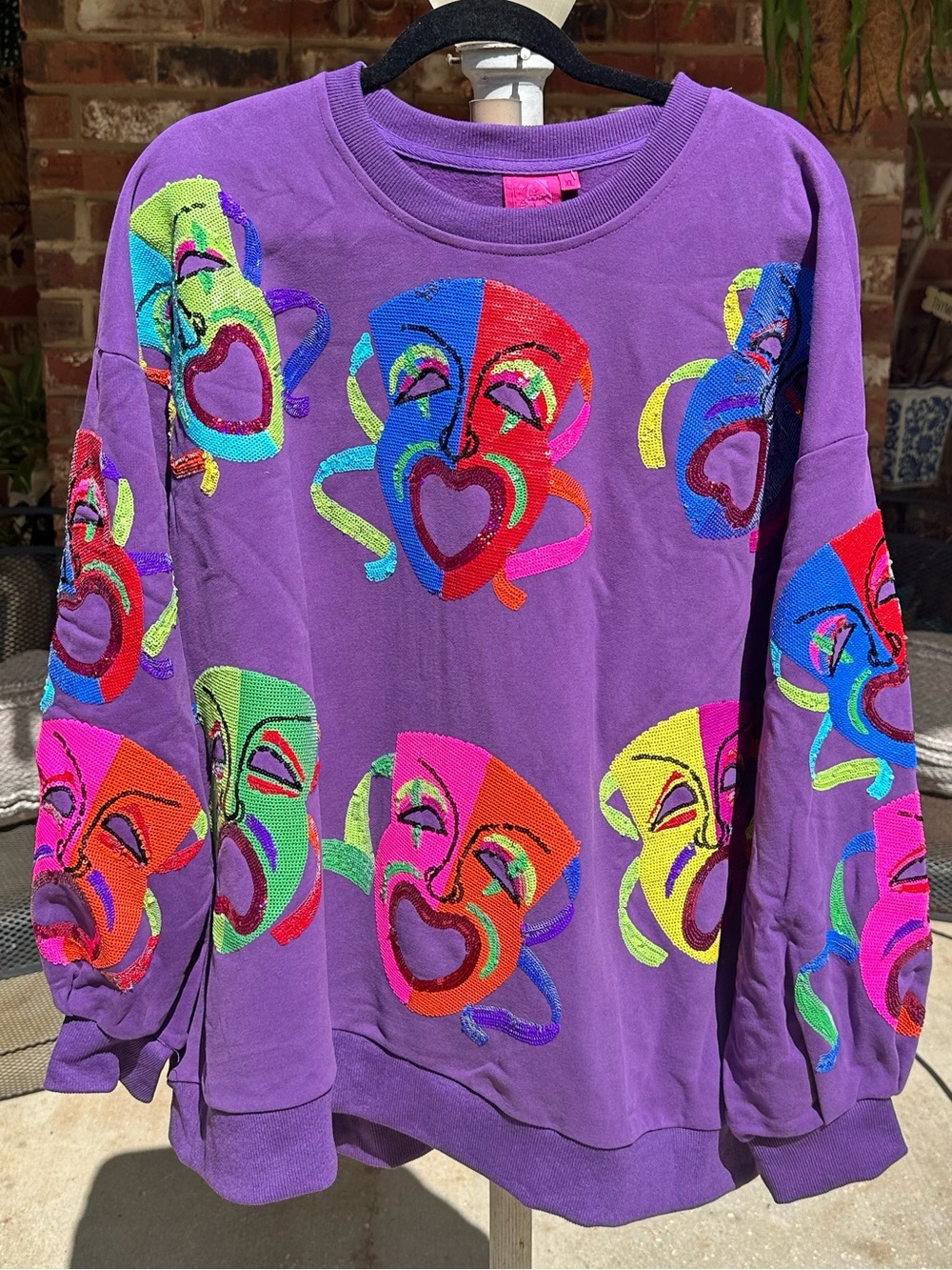 Queen of Sparkles Women’s XL Purple “comedy and tragedy” NWT Sweatshirt